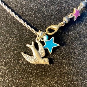 Lucky Brand Silver Toned Dove & Stars Necklace
